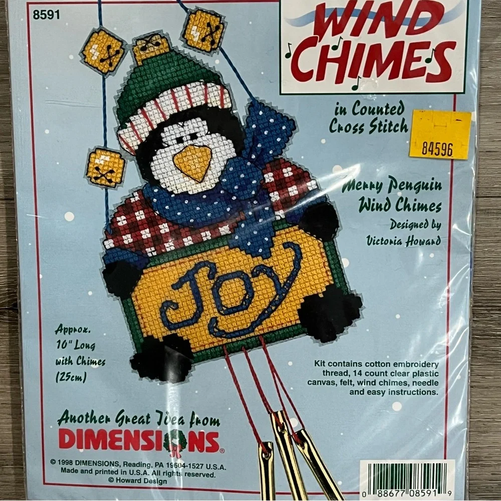 NWT Dimensions Wind Chimes Merry Penguin Counted Cross Stitch Kit - Picture 4 of 13